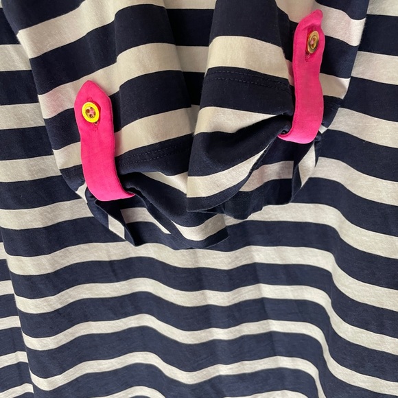 Lilly Pulitzer Navy White Punk Striped Linden A-Line Nautical Dress Sz L - Picture 10 of 10